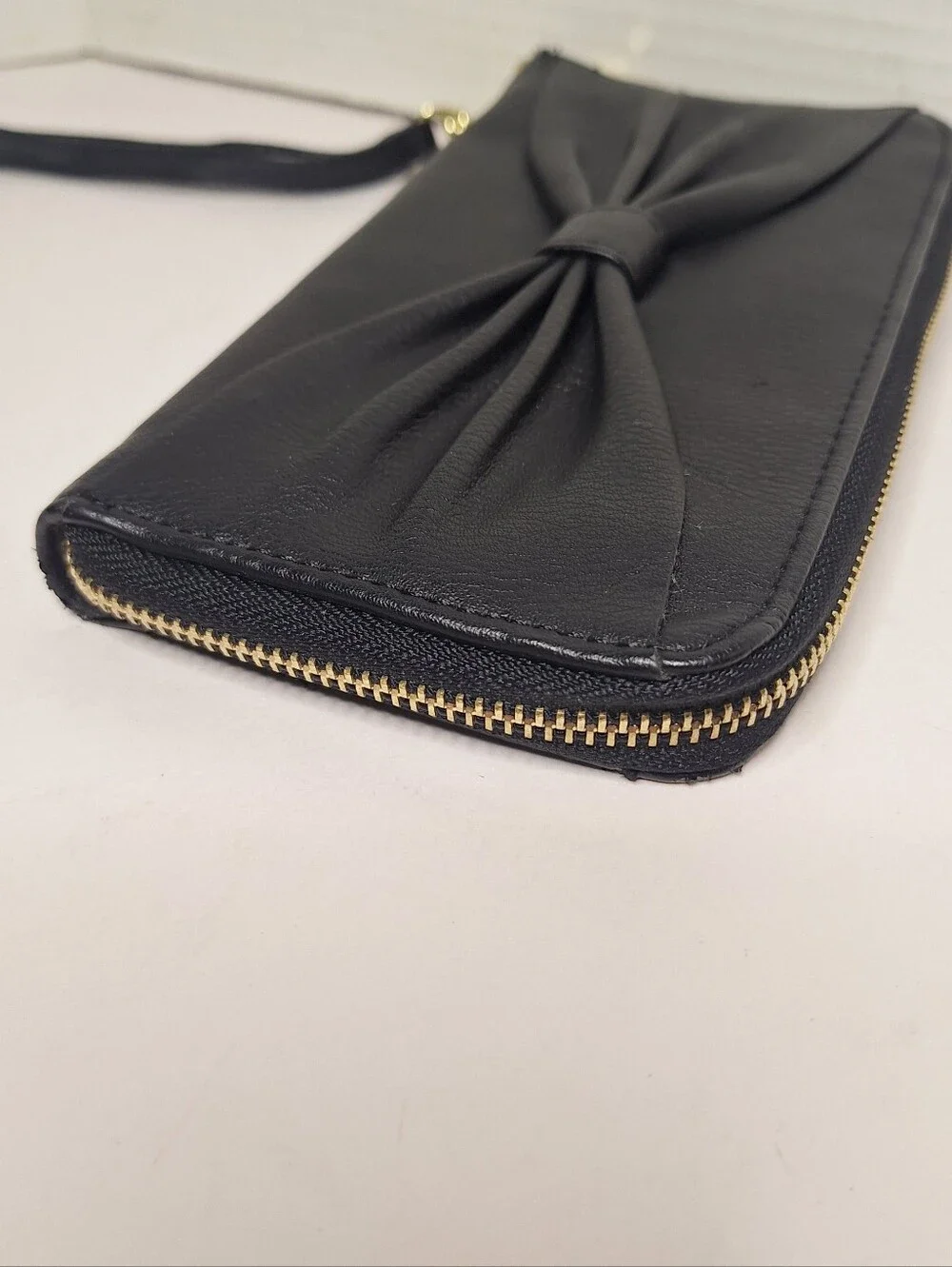 Women Cute Bow Long Faux Leather Zip Around Wallet Purse Credit Card Holder